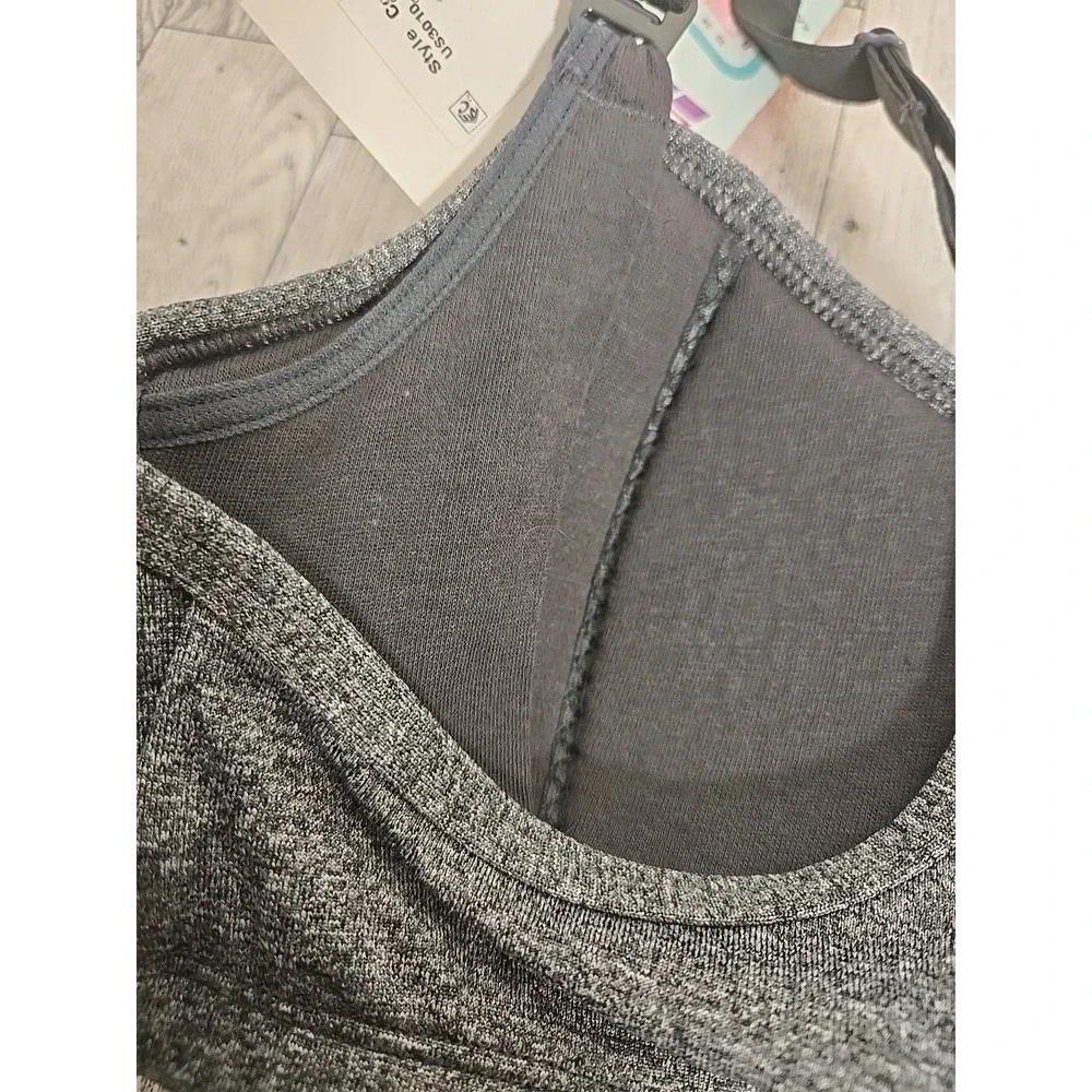Playtex Nursing Bra XS Racerback Sports Bra Gray Heather & White Lot of 2 NEW